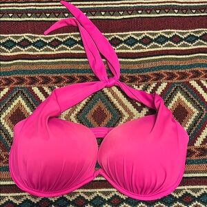 Venus Marilyn style push-up halter top bikini. Vibrant pink.